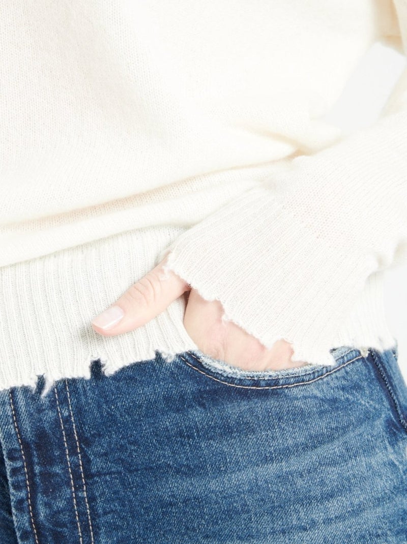 Pull col rond femme 100% cachemire - MIA 17 Blanc Ecru - Kiabi