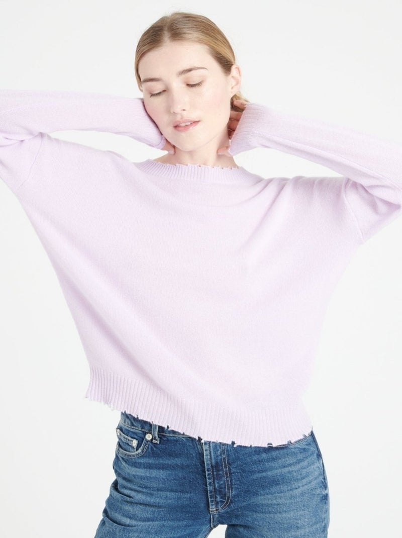 Pull col rond femme 100% cachemire - MIA 17 Mauve lilas - Kiabi