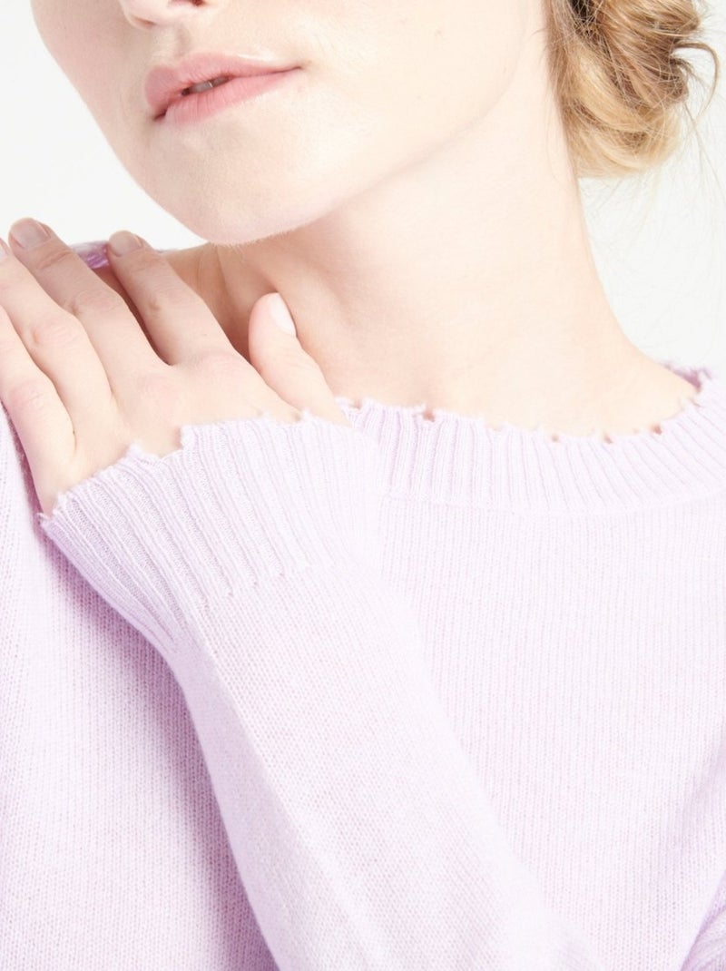 Pull col rond femme 100% cachemire - MIA 17 Mauve lilas - Kiabi
