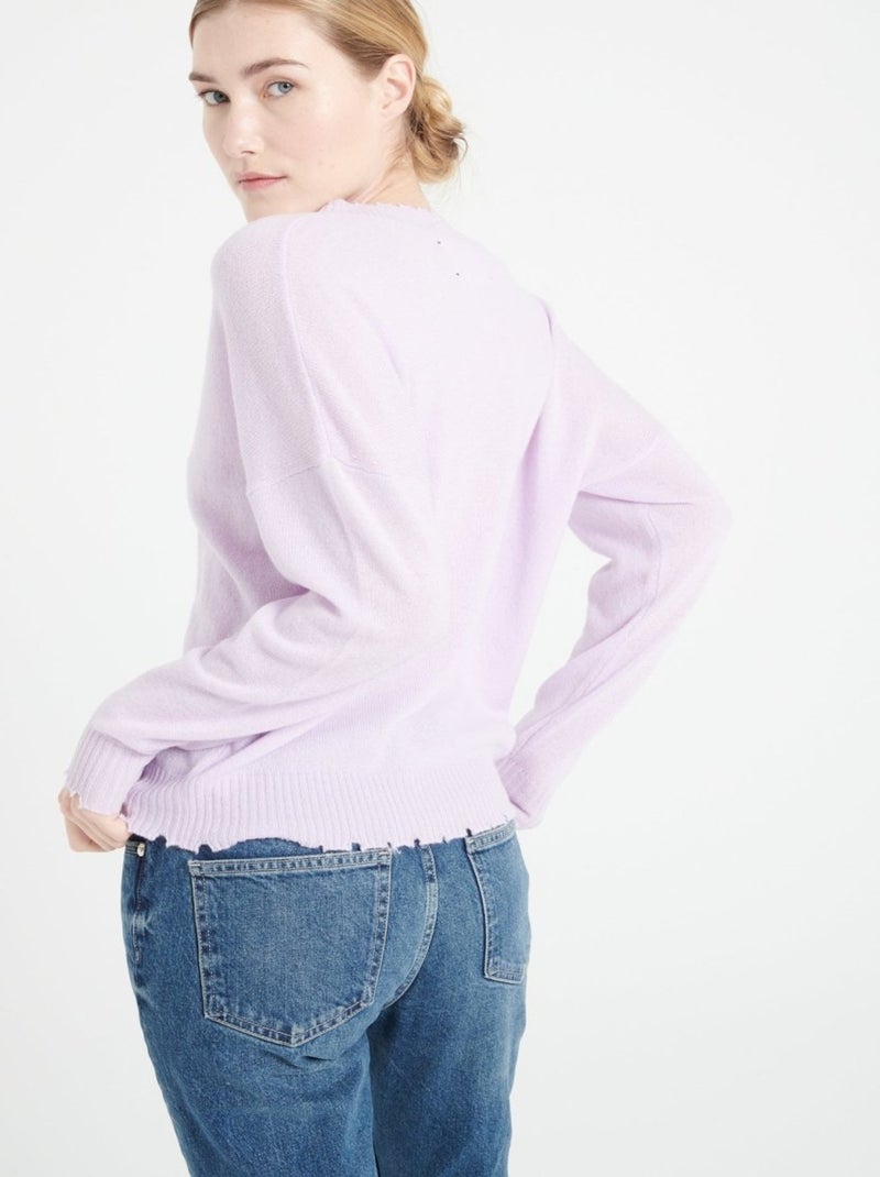 Pull col rond femme 100% cachemire - MIA 17 Mauve lilas - Kiabi