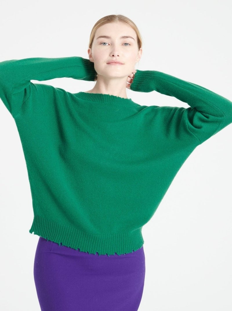 Pull col rond femme 100% cachemire - MIA 17 Vert émeraude - Kiabi