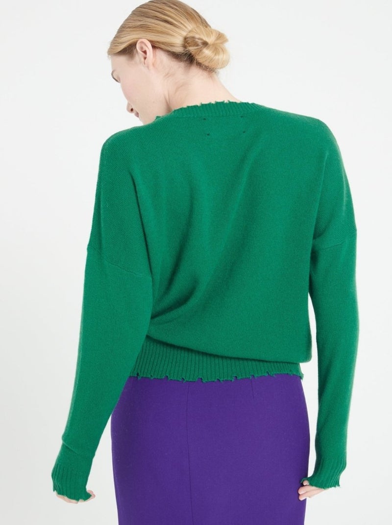 Pull col rond femme 100% cachemire - MIA 17 Vert émeraude - Kiabi