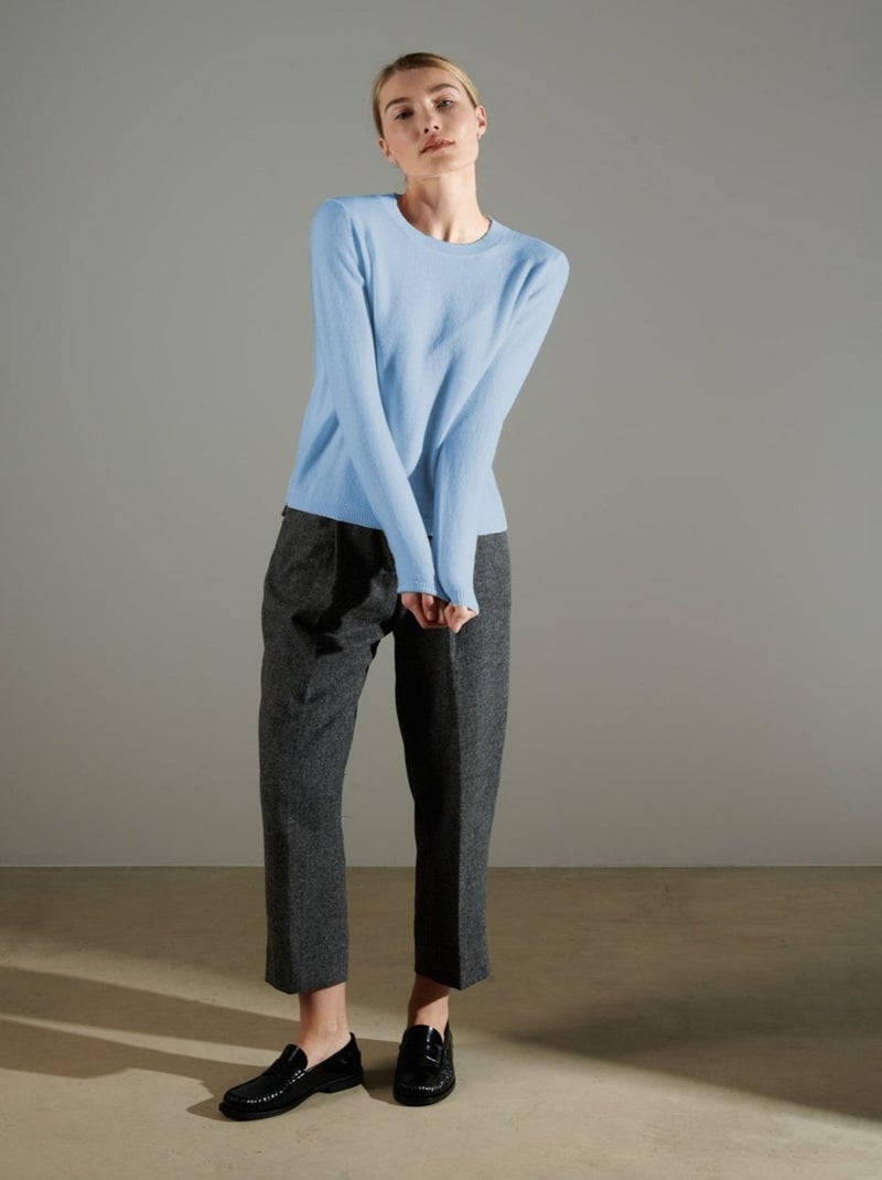 Pull col rond femme 100% cachemire - NAMI 4 Bleu ciel - Kiabi