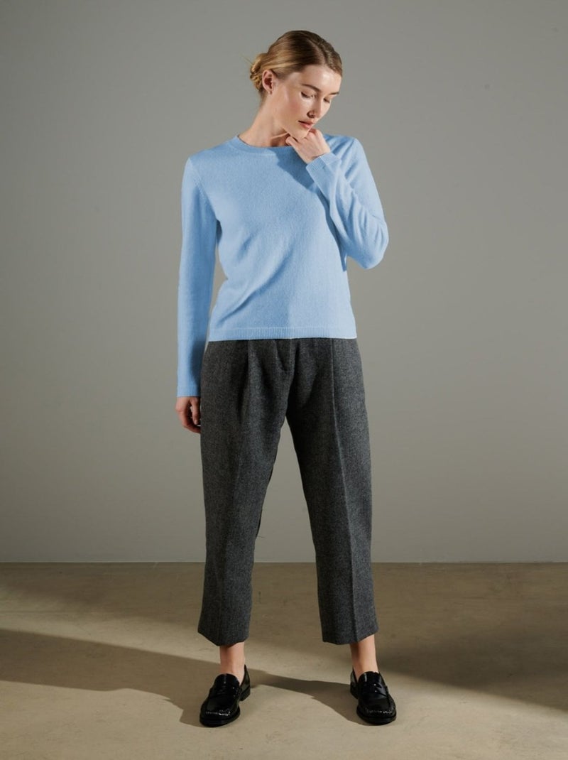Pull col rond femme 100% cachemire - NAMI 4 Bleu ciel - Kiabi