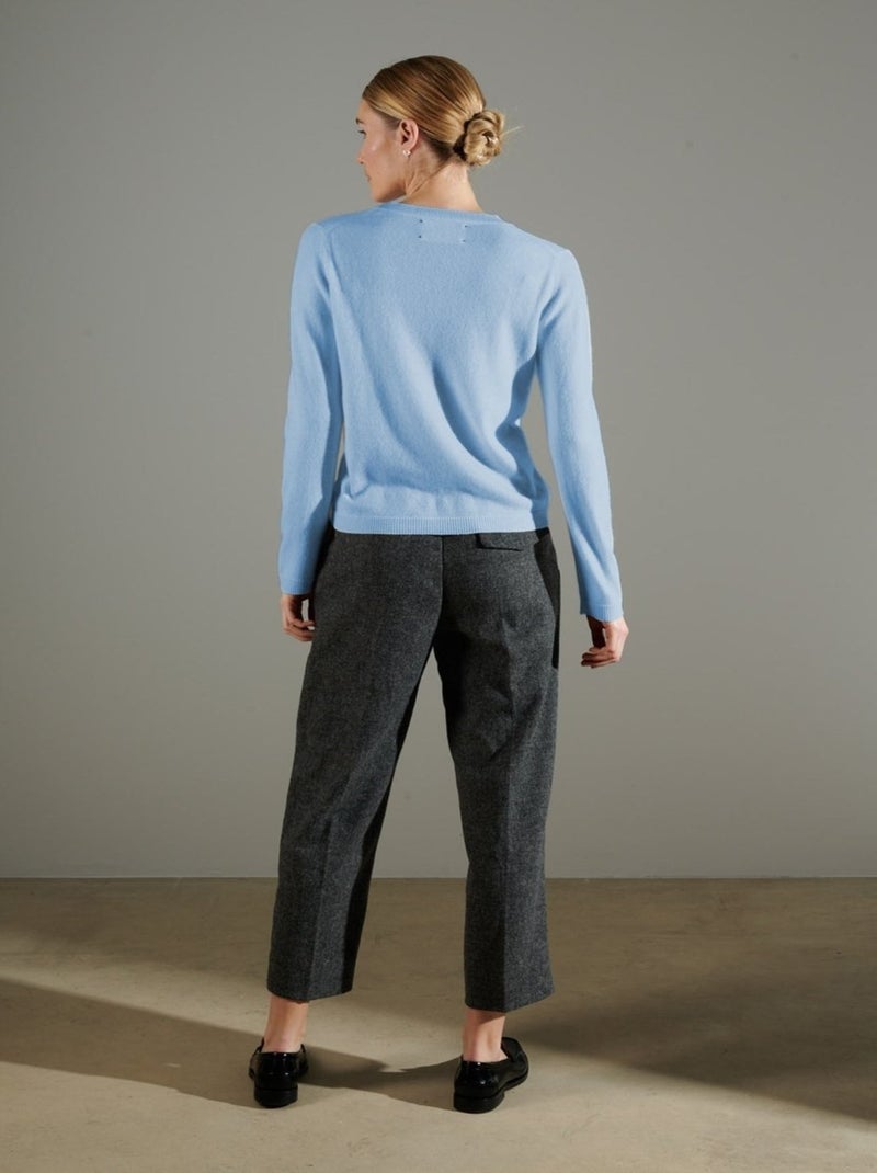 Pull col rond femme 100% cachemire - NAMI 4 Bleu ciel - Kiabi