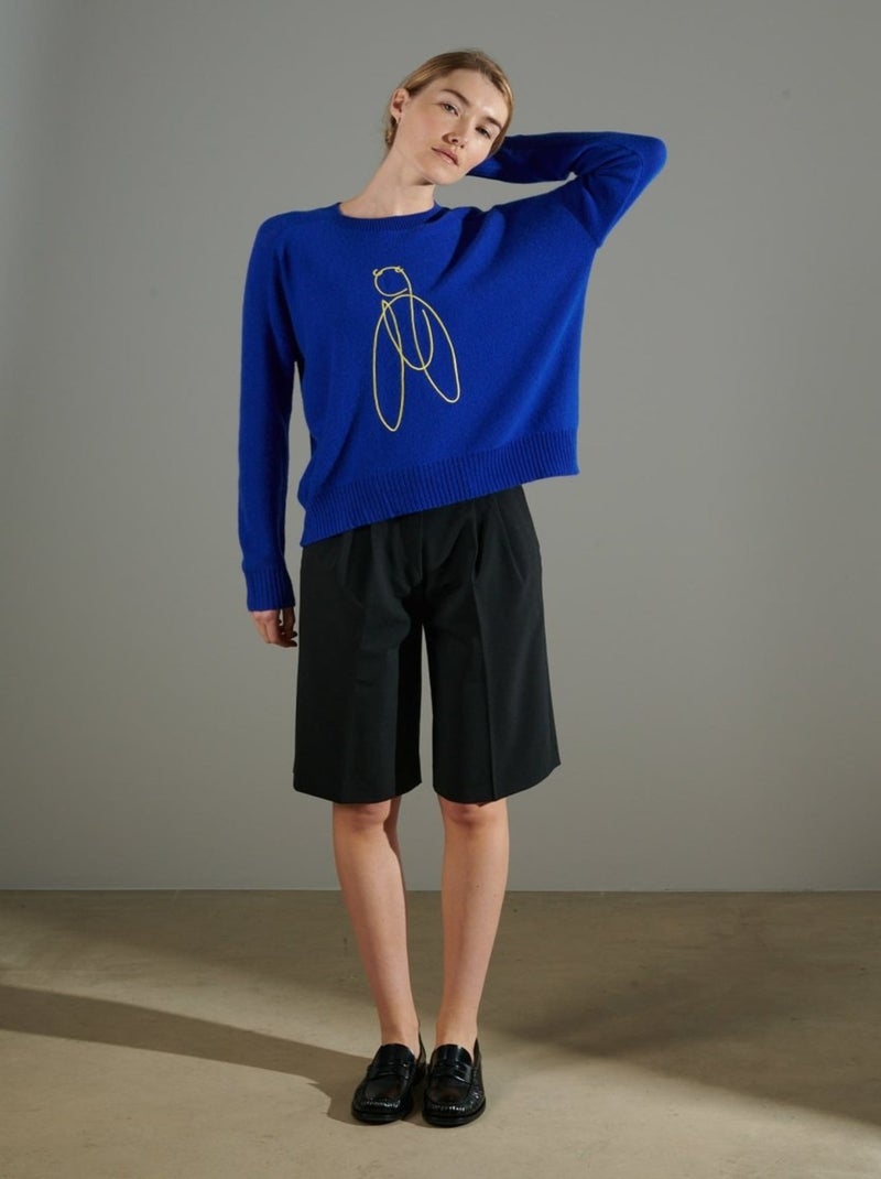 Pull col rond femme 100% cachemire - NAMI 9 Bleu pétrole - Kiabi