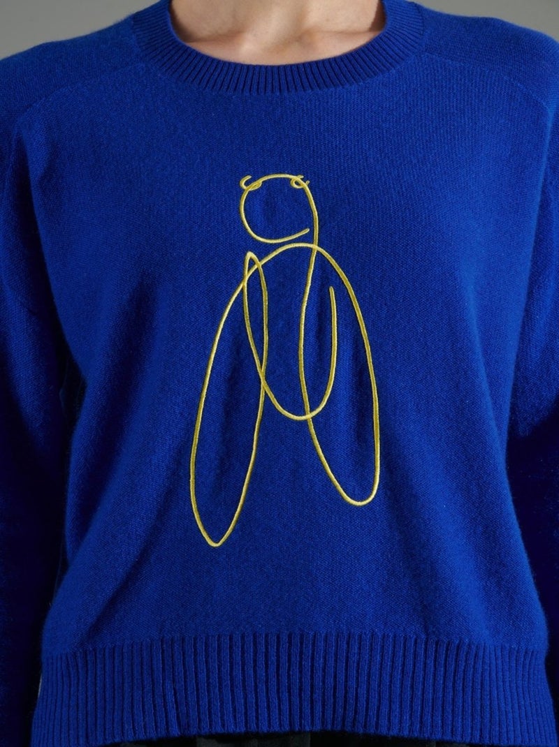 Pull col rond femme 100% cachemire - NAMI 9 Bleu pétrole - Kiabi
