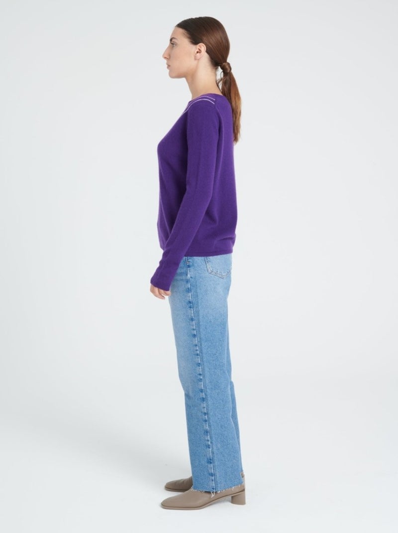 Pull col rond femme 100% cachemire - ZAYA 11 Violet - Kiabi