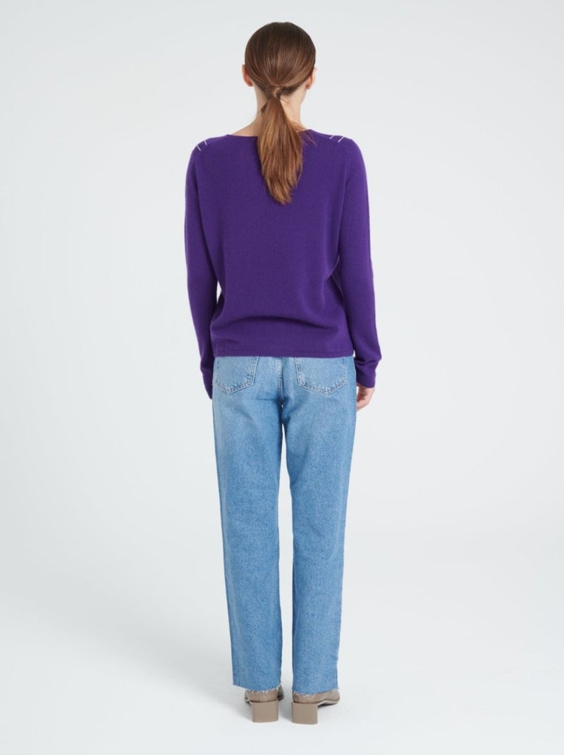 Pull col rond femme 100% cachemire - ZAYA 11 Violet - Kiabi