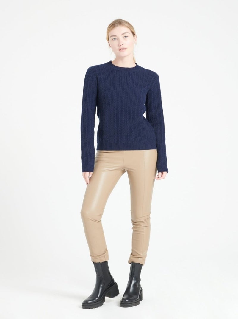 Pull col rond femme 100% cachemire 4 fils - LILLY 29 Bleu marine - Kiabi