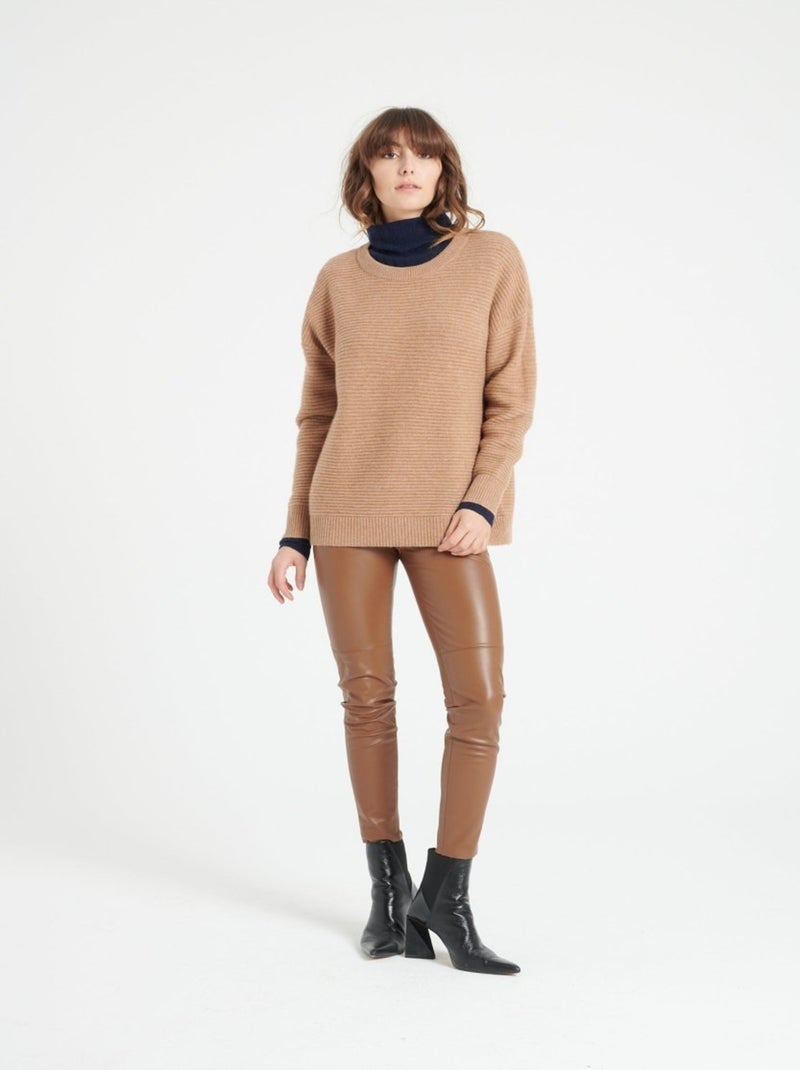 Pull col rond femme 100% cachemire 4 fils - LILLY 30 Camel - Kiabi