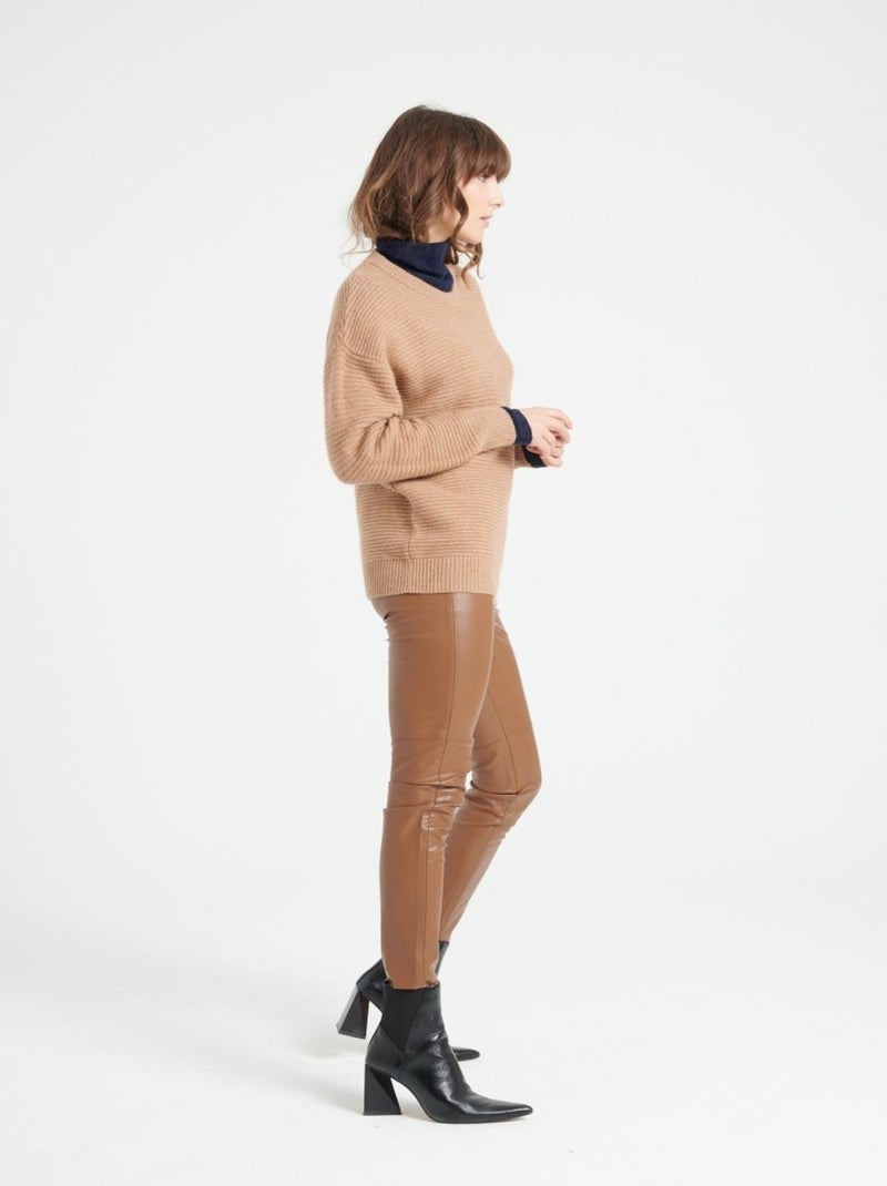 Pull col rond femme 100% cachemire 4 fils - LILLY 30 Camel - Kiabi