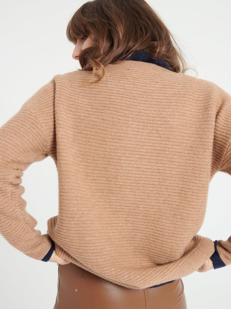 Pull col rond femme 100% cachemire 4 fils - LILLY 30 Camel - Kiabi