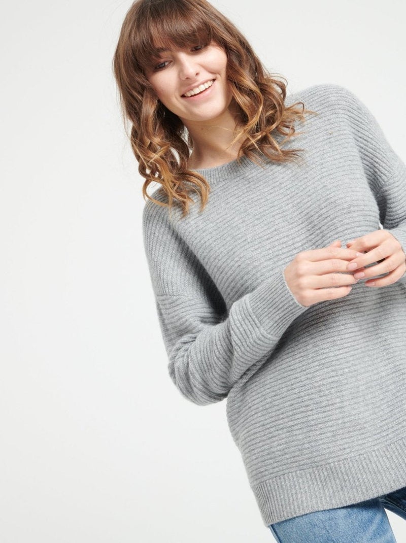Pull col rond femme 100% cachemire 4 fils - LILLY 30 Gris clair - Kiabi