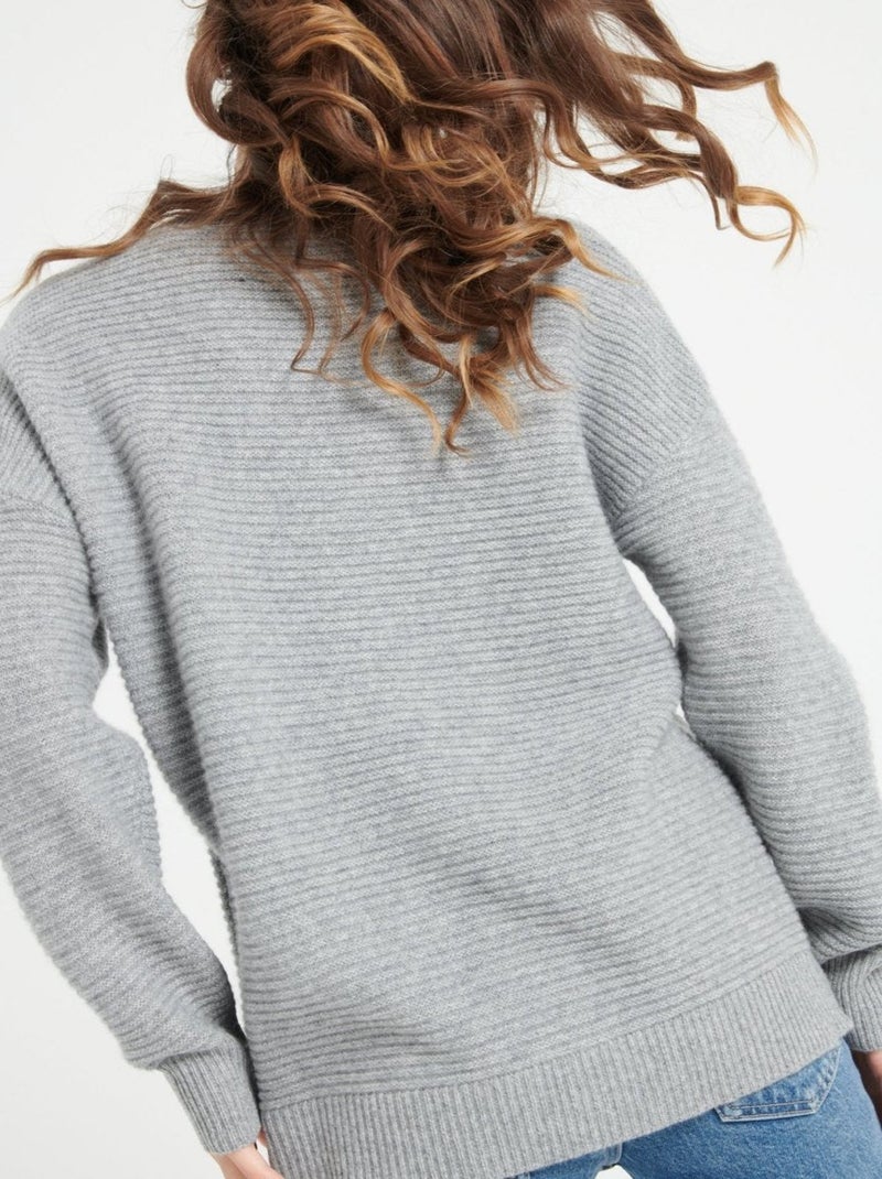 Pull col rond femme 100% cachemire 4 fils - LILLY 30 Gris clair - Kiabi