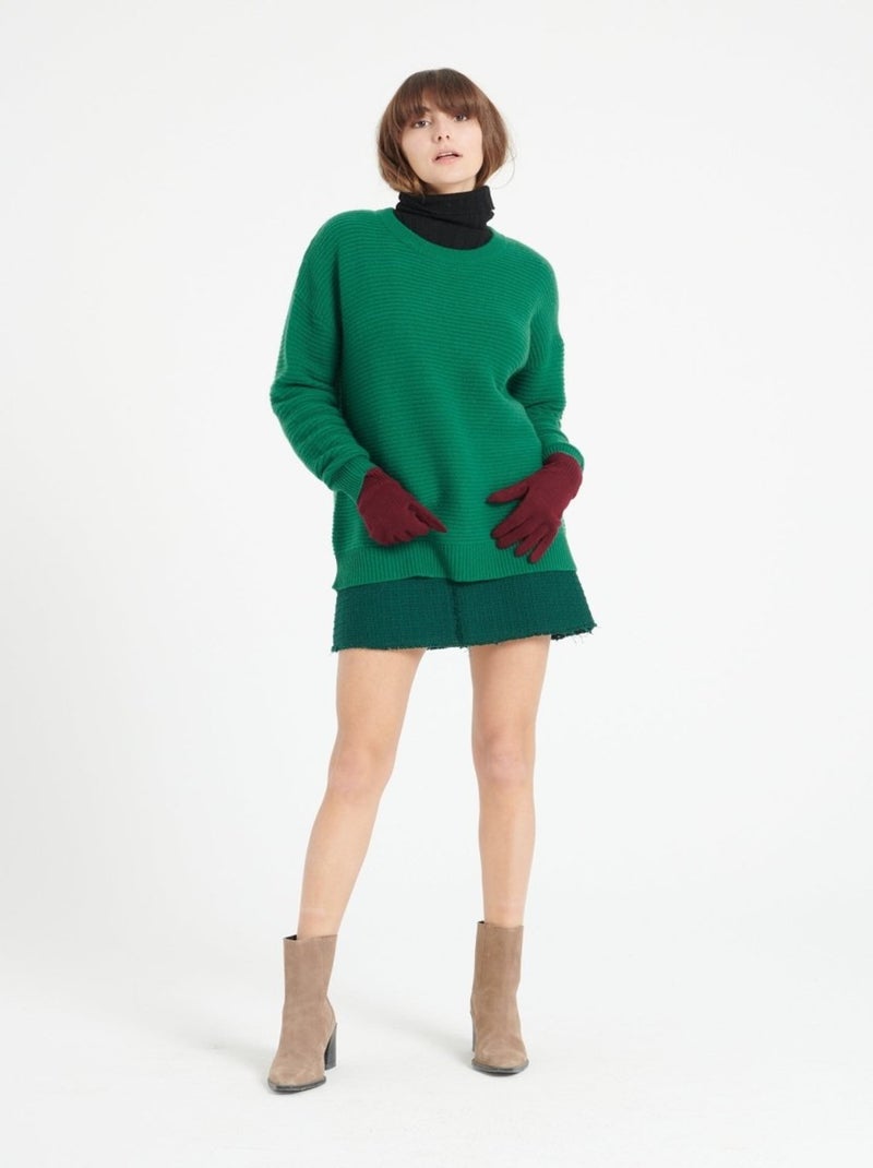 Pull col rond femme 100% cachemire 4 fils - LILLY 30 Vert émeraude - Kiabi