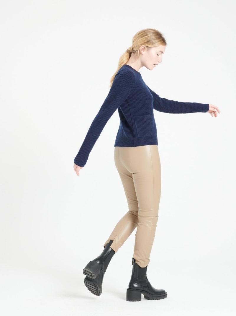 Pull col rond femme 100% cachemire 4 fils - LILLY 32 Bleu marine - Kiabi