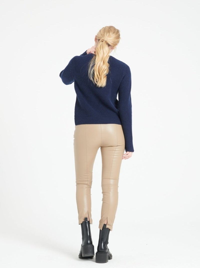 Pull col rond femme 100% cachemire 4 fils - LILLY 32 Bleu marine - Kiabi