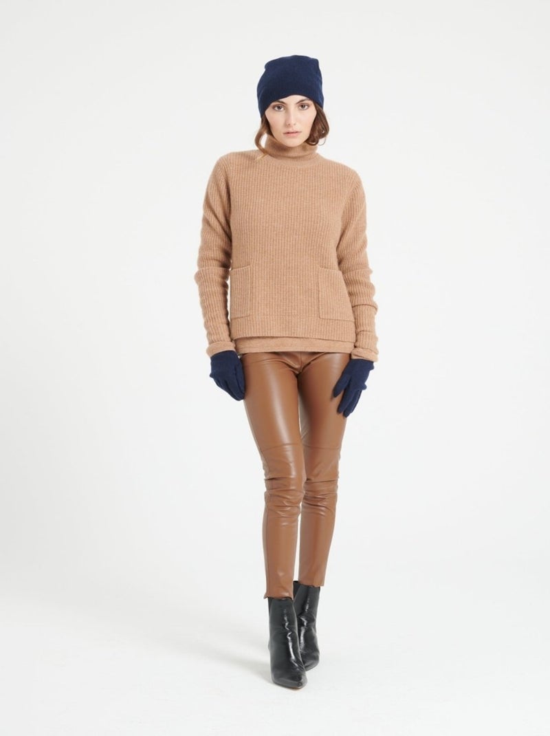 Pull col rond femme 100% cachemire 4 fils - LILLY 32 Camel - Kiabi