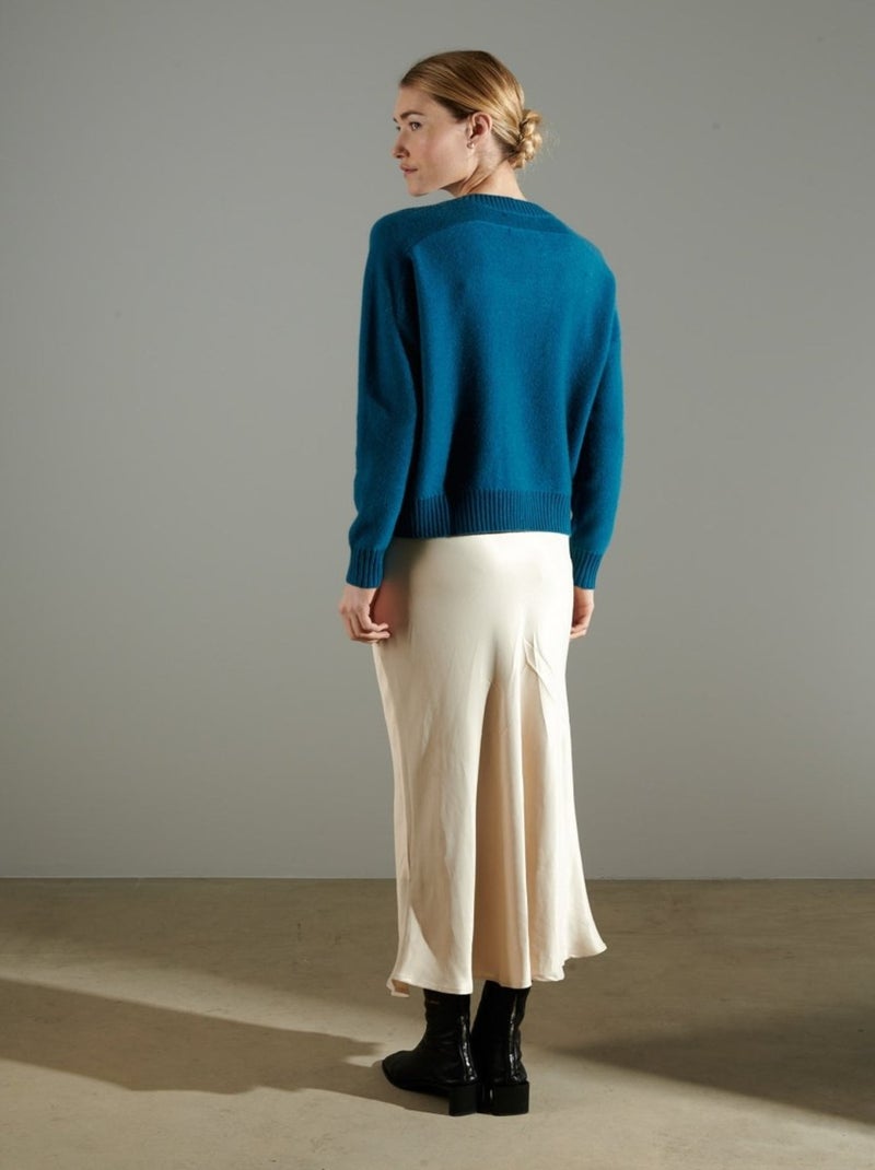 Pull col rond femme 100% cachemire 4 fils - NAMI 21 Bleu roi - Kiabi