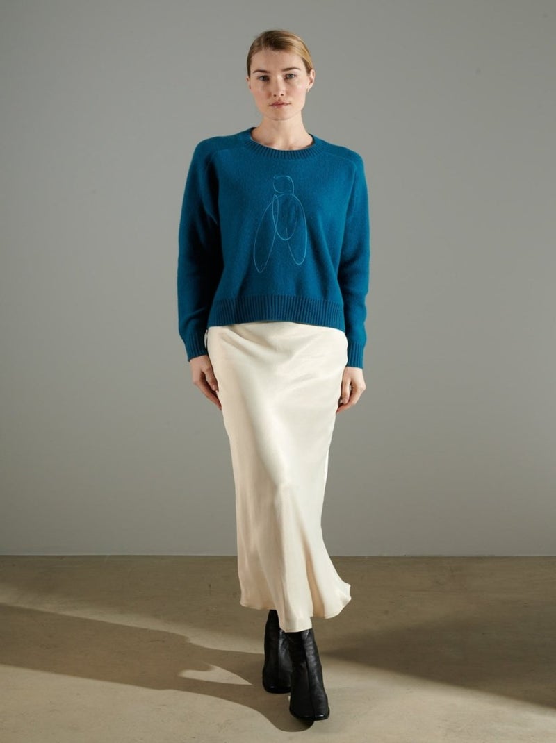 Pull col rond femme 100% cachemire 4 fils - NAMI 21 Bleu roi - Kiabi