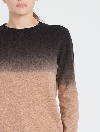 Pull col rond femme 100% cachemire camel tie & dye - ZAYA 9