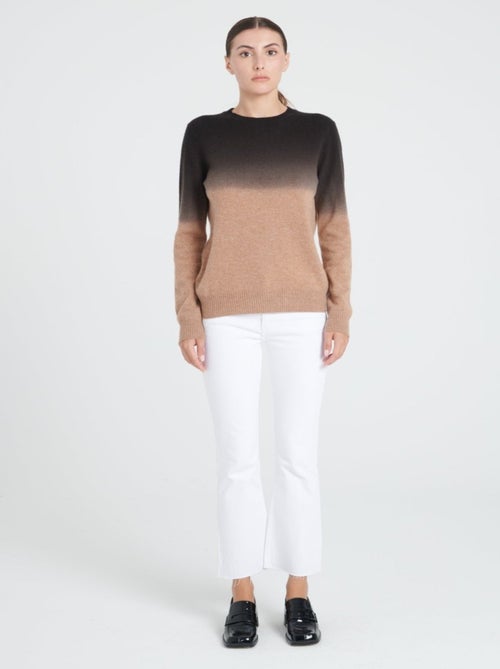 Pull col rond femme 100% cachemire camel tie & dye - ZAYA 9 - Kiabi
