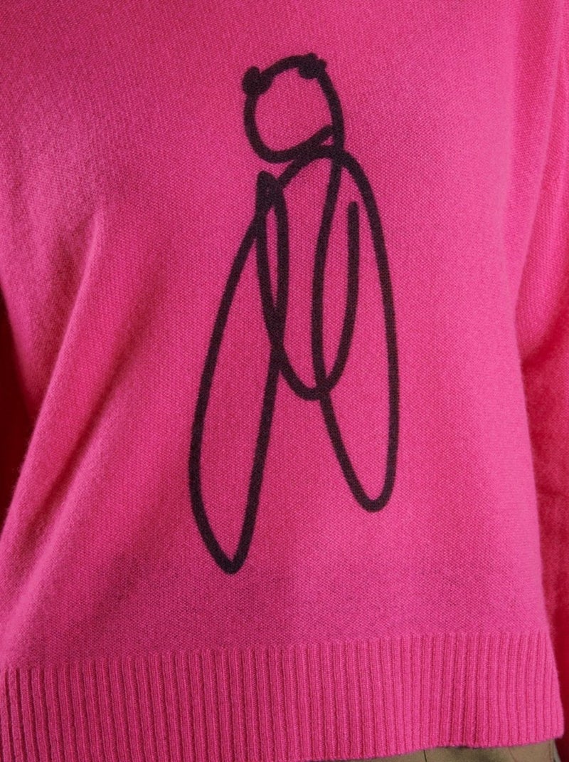 Pull col rond femme 100% cachemire imprimé - NAMI 19 Rose - Kiabi