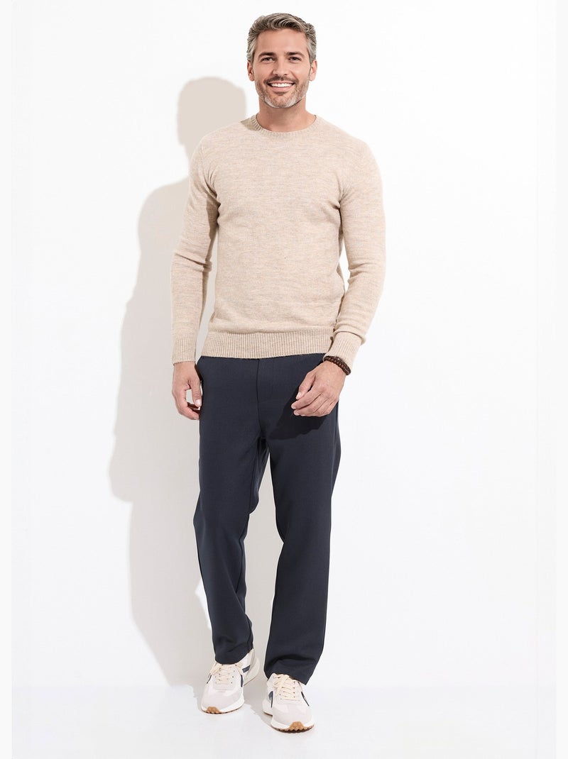 Pull col rond fine jauge, coupe ajustée - AFIBEL Beige - Kiabi