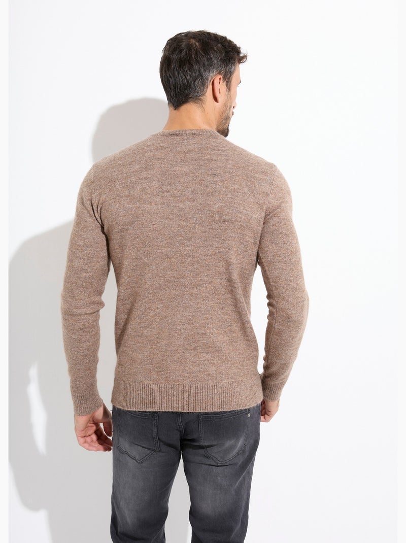 Pull col rond fine jauge, coupe ajustée - AFIBEL Camel - Kiabi