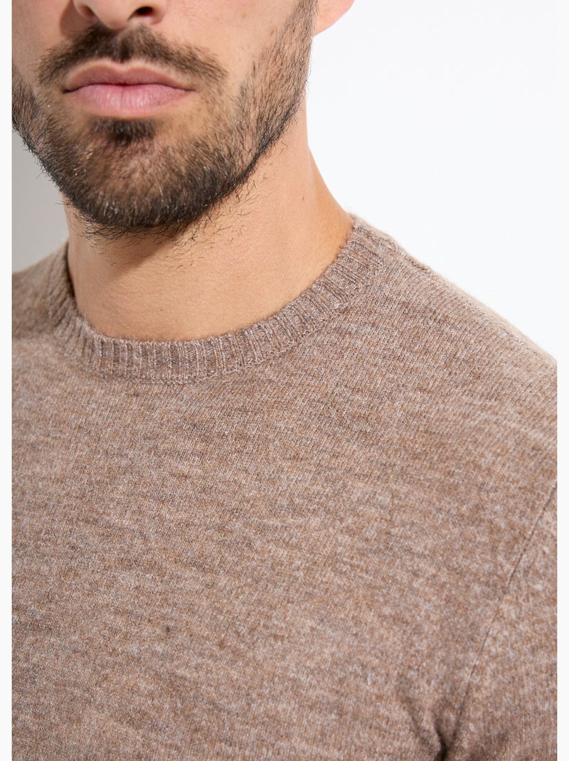 Pull col rond fine jauge, coupe ajustée - AFIBEL Camel - Kiabi