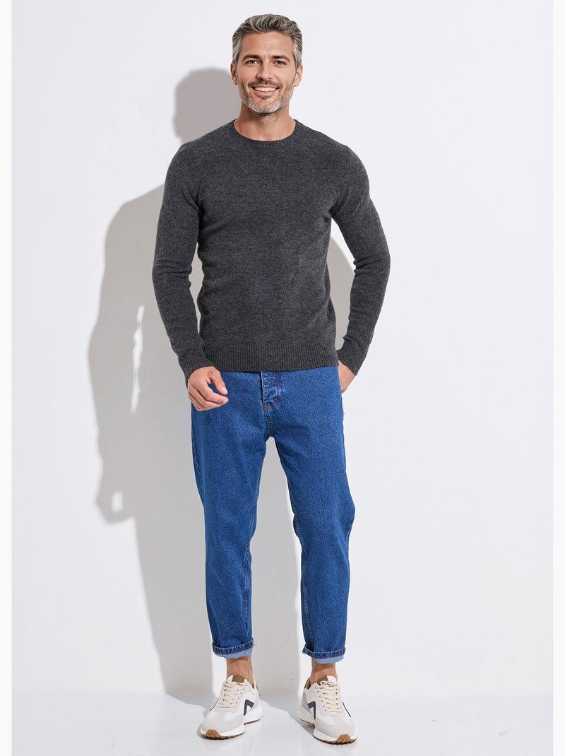 Pull col rond fine jauge, coupe ajustée - AFIBEL Gris foncé - Kiabi