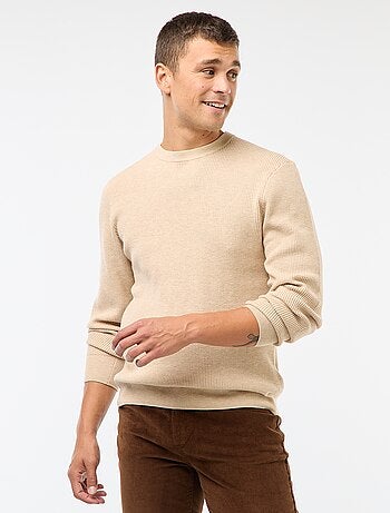 Pull col rond gaufré uni