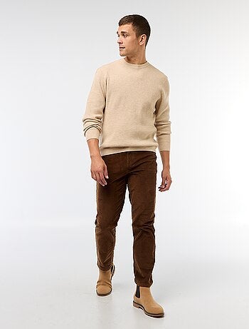 Pull col rond gaufré uni