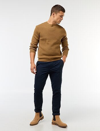 Pull col rond gaufré uni