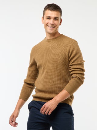 Pull col rond gaufré uni