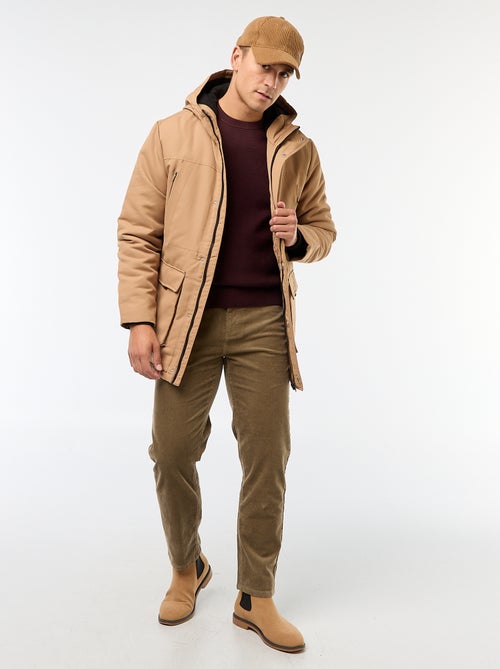 Pull col rond gaufré uni - Kiabi