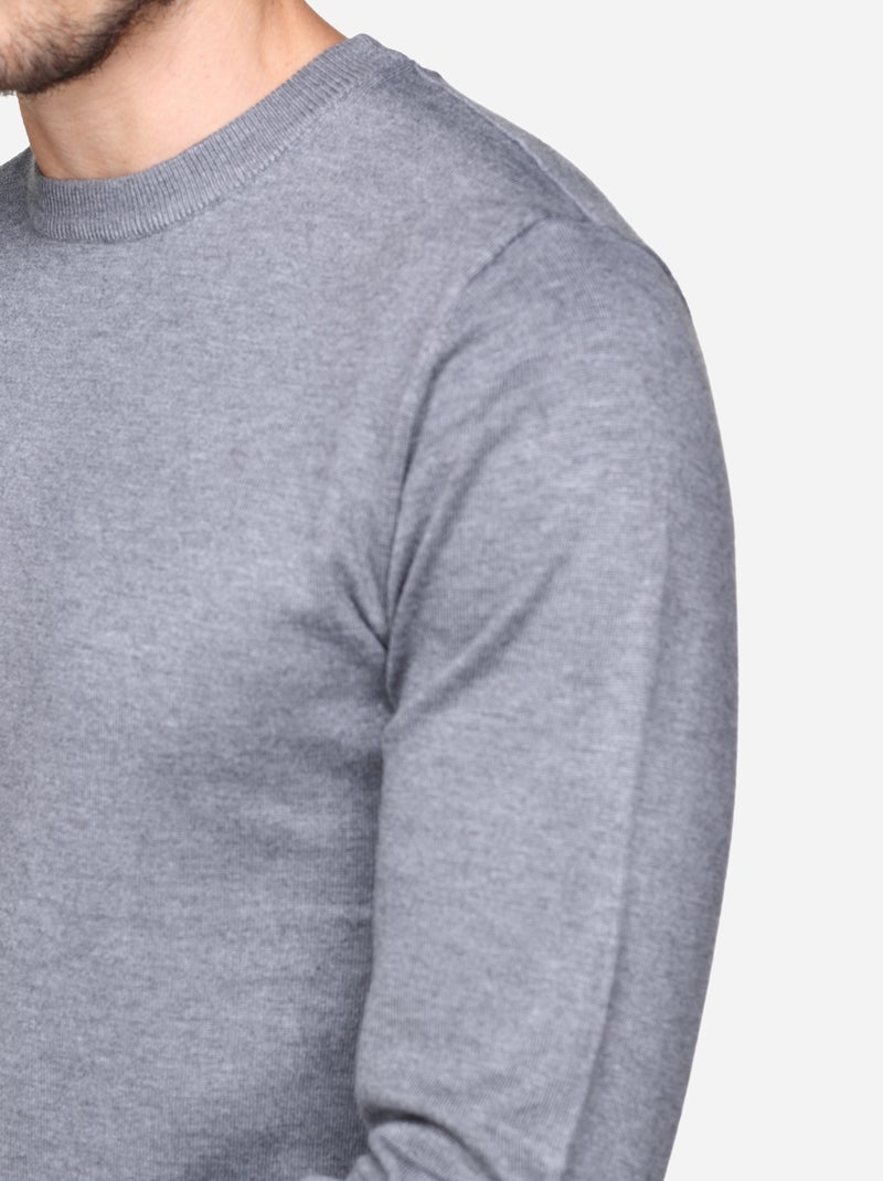 Pull col rond Gris clair - Kiabi