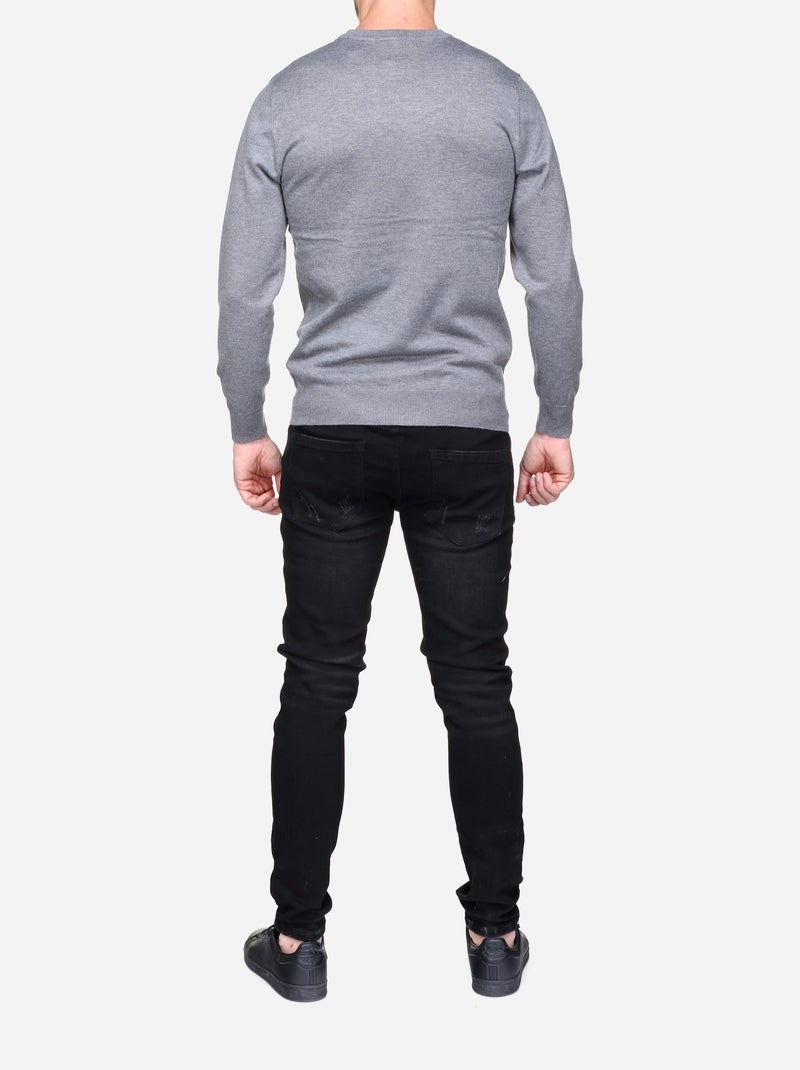 Pull col rond Gris clair - Kiabi