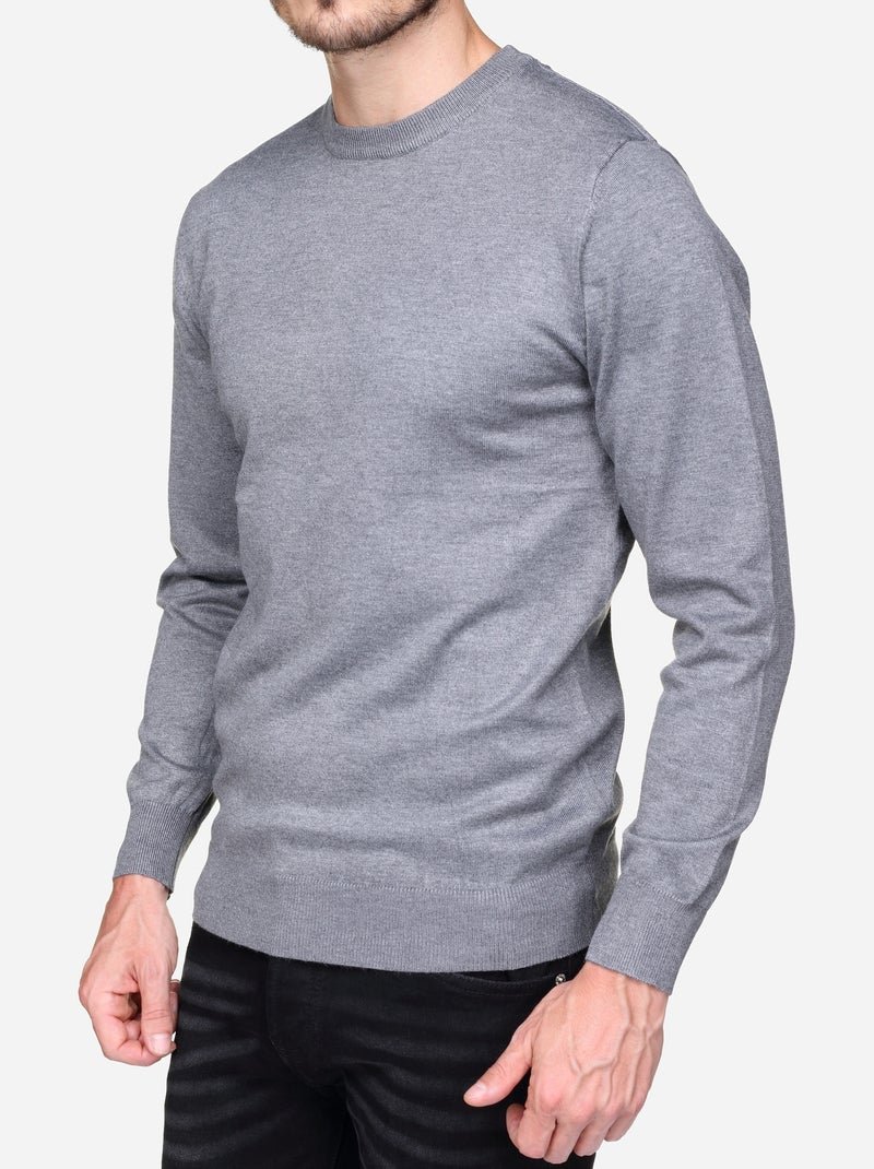 Pull col rond Gris clair - Kiabi