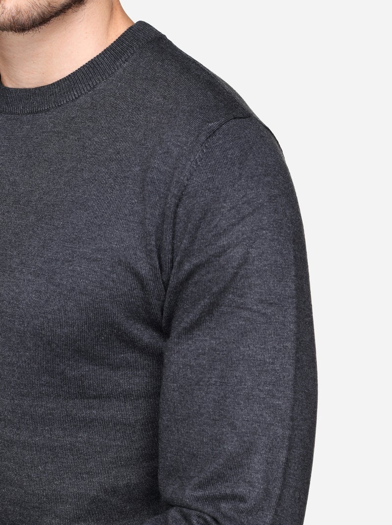 Pull col rond Gris foncé - Kiabi
