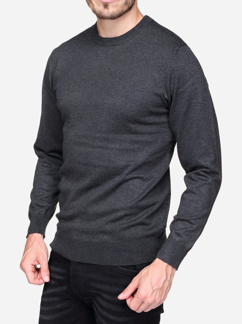Pull col rond Gris foncé - Kiabi