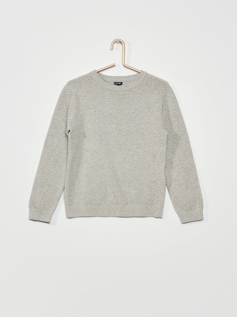 Pull Col rond Gris - Kiabi