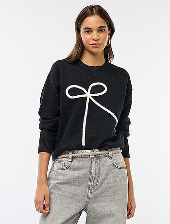 Pull col rond gros nœud cousu