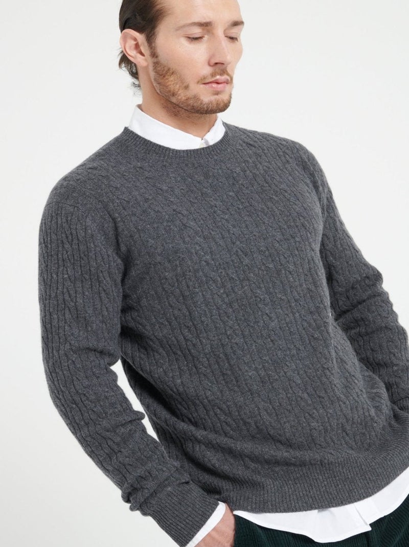 Pull col rond homme 100% cachemire - ZACH 5 gris anthracite - Kiabi