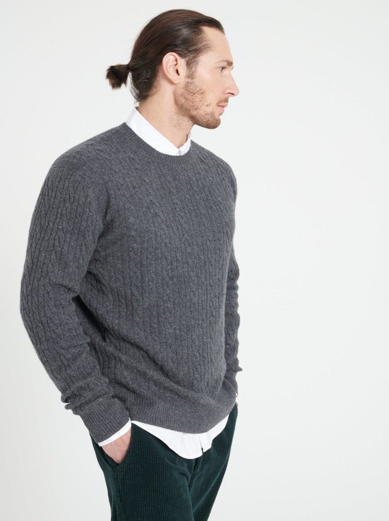 Pull col rond homme 100% cachemire - ZACH 5 gris anthracite - Kiabi