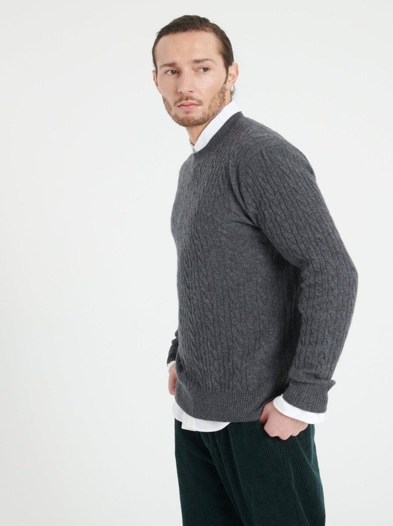 Pull col rond homme 100% cachemire - ZACH 5 gris anthracite - Kiabi