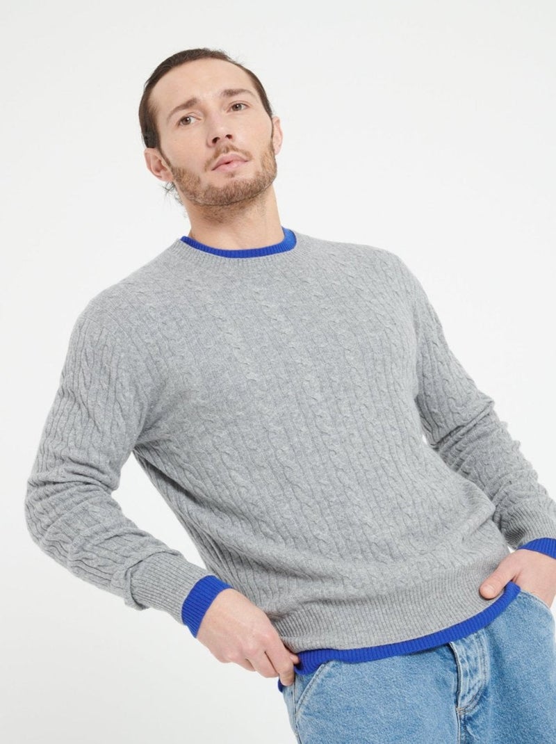 Pull col rond homme 100% cachemire - ZACH 5 Gris clair - Kiabi