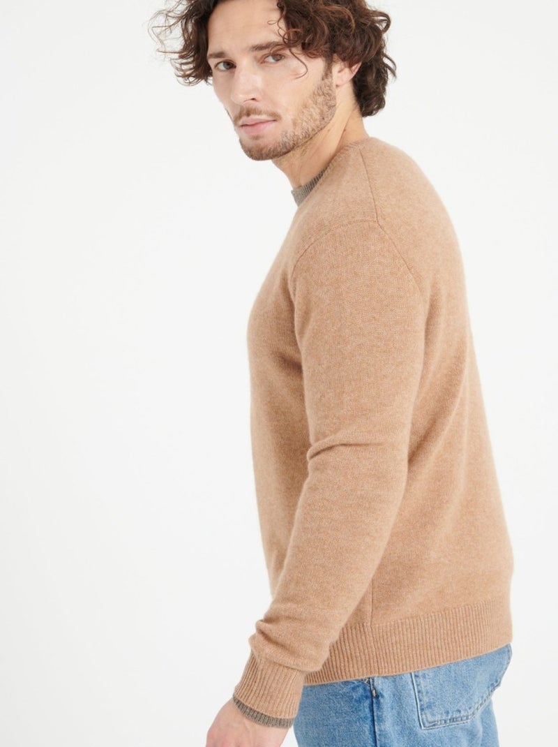 Pull col rond homme 100% cachemire 4 fils - LUKE 14 Camel - Kiabi