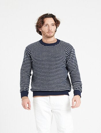 Pull col rond homme 100% cachemire 4 fils bleu - ZACH 3